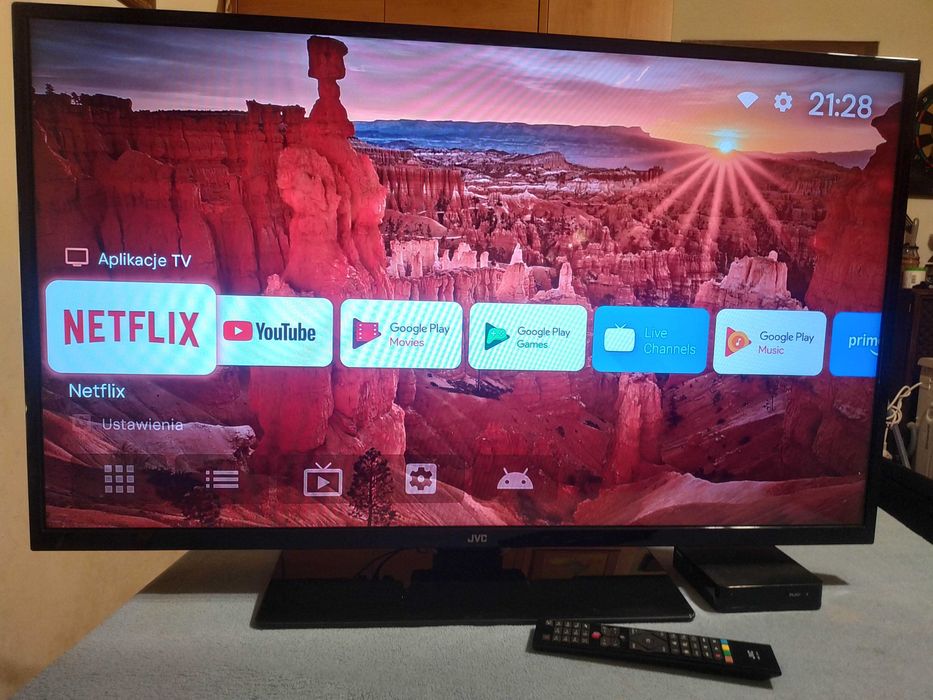 TV 43" JVC + Smart Box WIFI Android TV Netflix YouTube