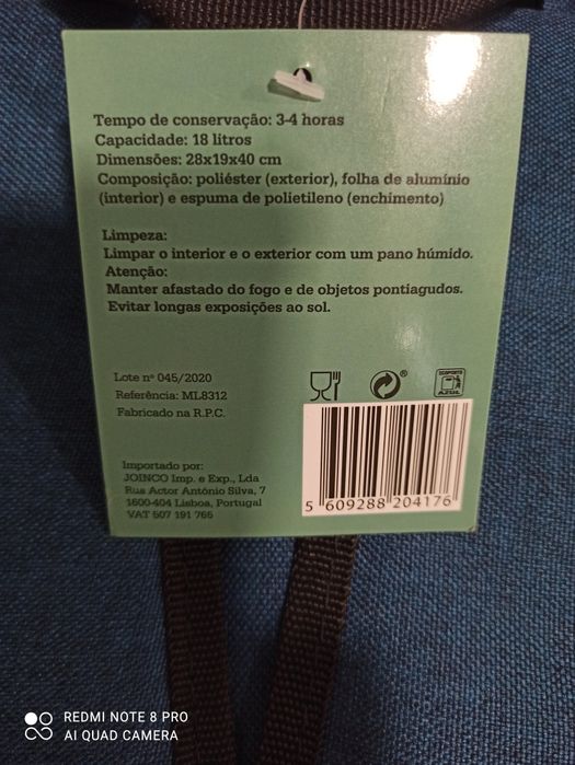 Mochila térmica 18L Nova com etiqueta