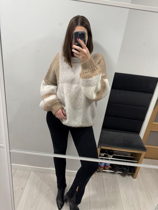 Piękny puchaty oversizowy oversize sweter sweterek