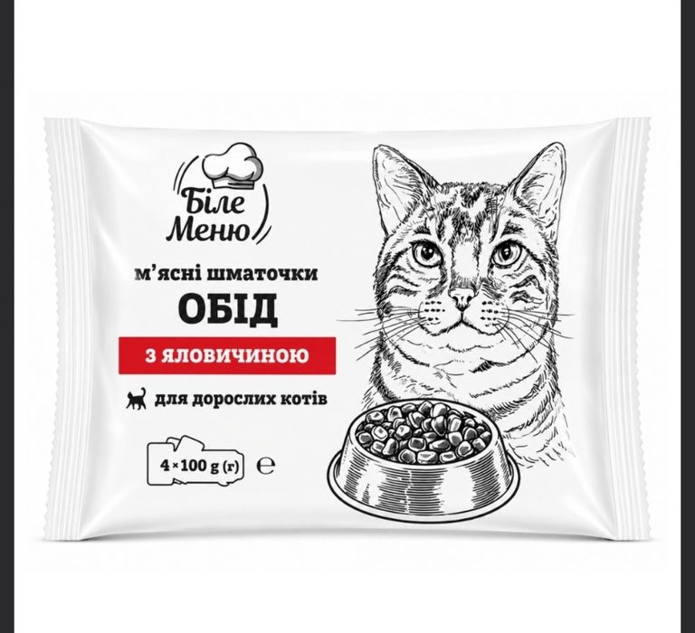 Вологий корм для котів Біле Меню (4*100г)
