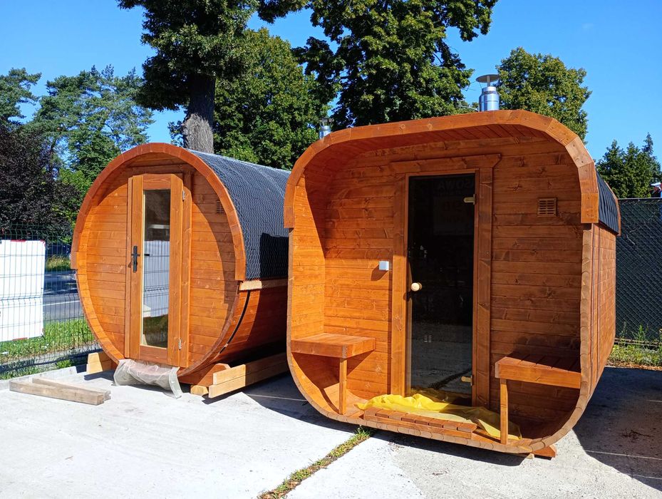 Sauna Circle Large Close 3,0m z przedsionkiem beczka sauna ogrodowa