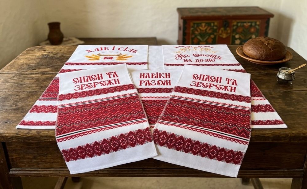 Набір рушників 5шт. Хліб сіль. На щастя на долю. Навіки разом. Спаси і збережи