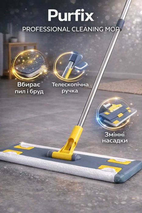 Набір для прибирання Purfix: швабра + 50 вологих серветок: 420 грн