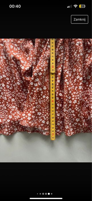 Długa/maxi ceglana sukienka w kwiaty, na lato