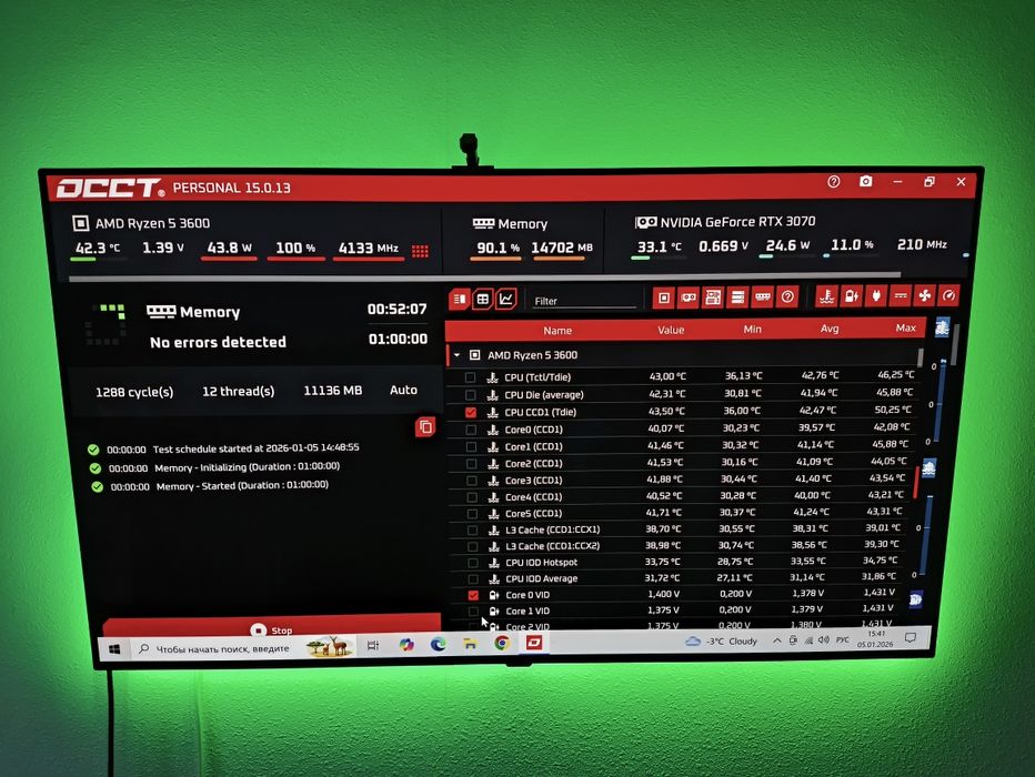 Компьютер RTX 3070,Ryzen 5-3600,a520,ssd 128gb,бп 550w