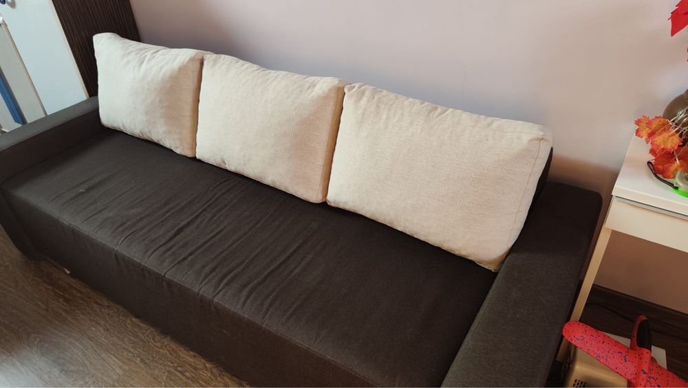 Sofa rozkładana brązowa