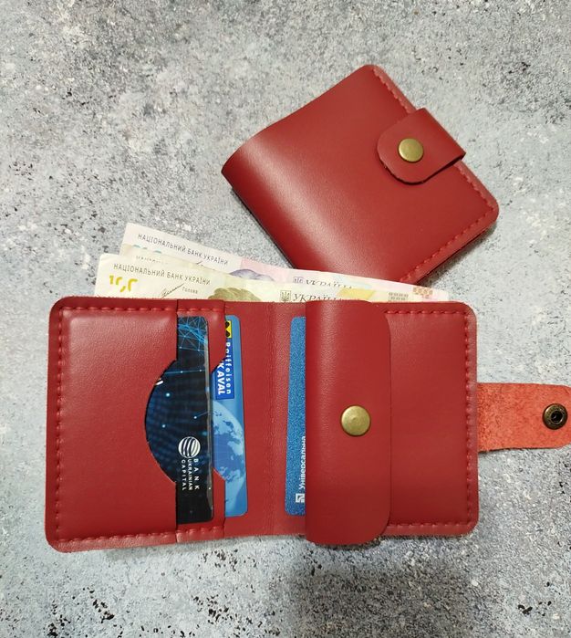 Шкіряний гаманець портмоне кожаный бумажник кошелек зажим біфолд акція