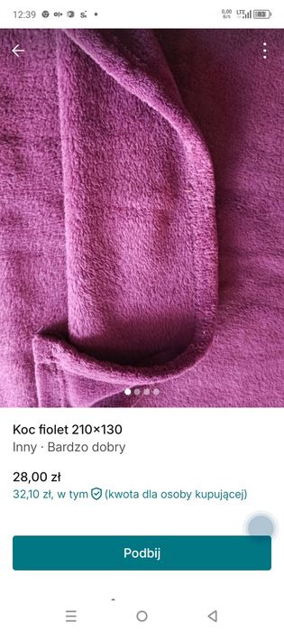 Koc fioletowy 210x130