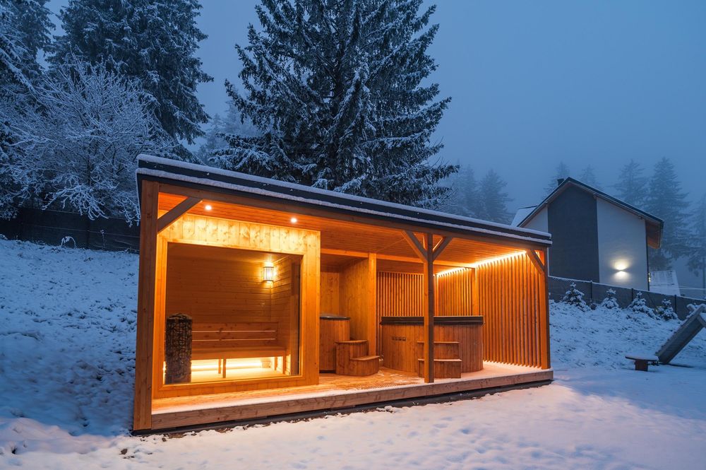 Sauna Optimal z tarasem i zabudowa 44900