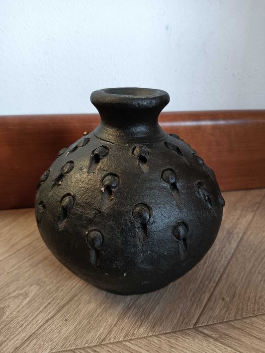 Wazon ceramiczny surowy ciemny SIA