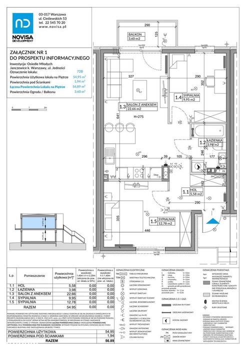 3-pokojowe mieszkanie 54m2 + balkon Bez Prowizji
