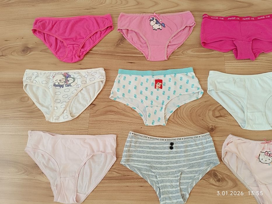 Zestaw 12 szt majtek r 128 dla dziewczynki bielizna