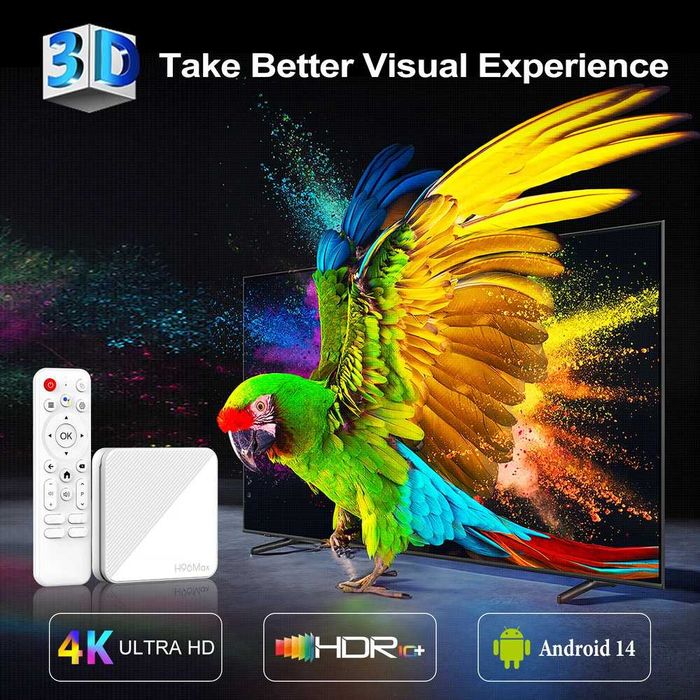 Налаштована Смарт ТВ приставка H96 Max H313 2/16 GB Android TV 14 з Bluetooth-пультом та голосовим пошуком + YouTube без реклами | ТВ канали | Фільми