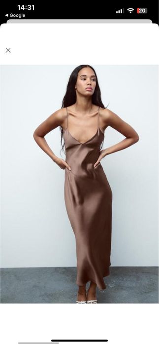Сукня ZARA сатинова шоколадного кольору