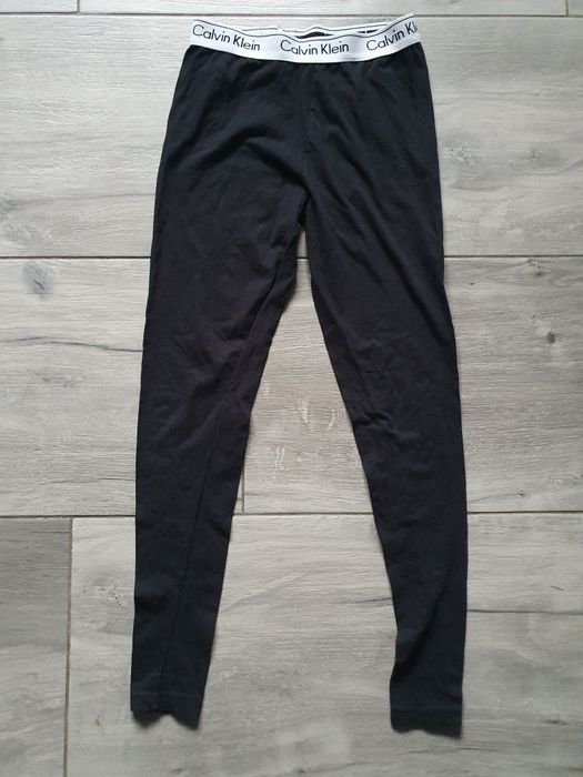 Czarne legginsy z białym paskiem XS/S