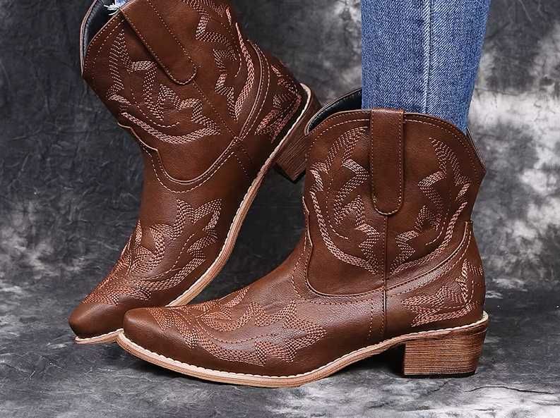 Kowbojki Krótkie Western Haftowane