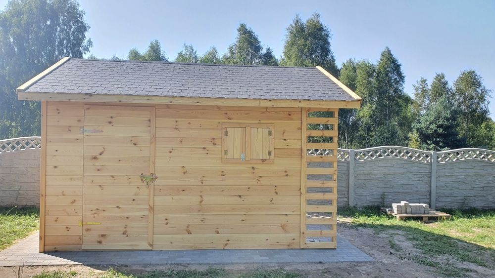 Drewniany Domek Narzędziowy z Drewutnią FARMER CLASIC 3x4