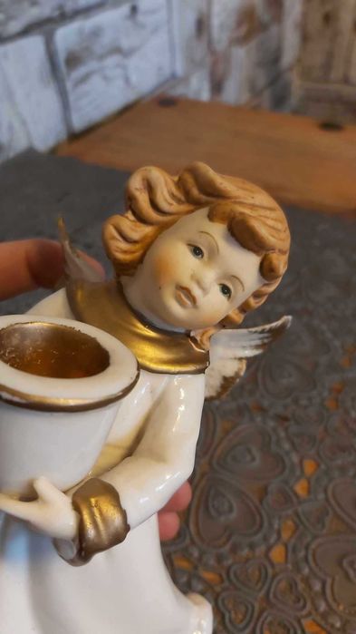 Piękny porcelanowy anioł aniołek na świeczkę. Stan bardzo dobry