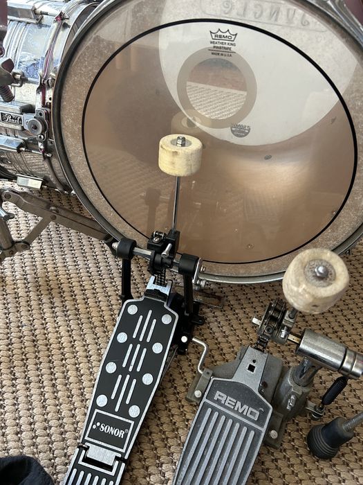 Pratos e Pedais bombo Sonor e Remo (precos varios)