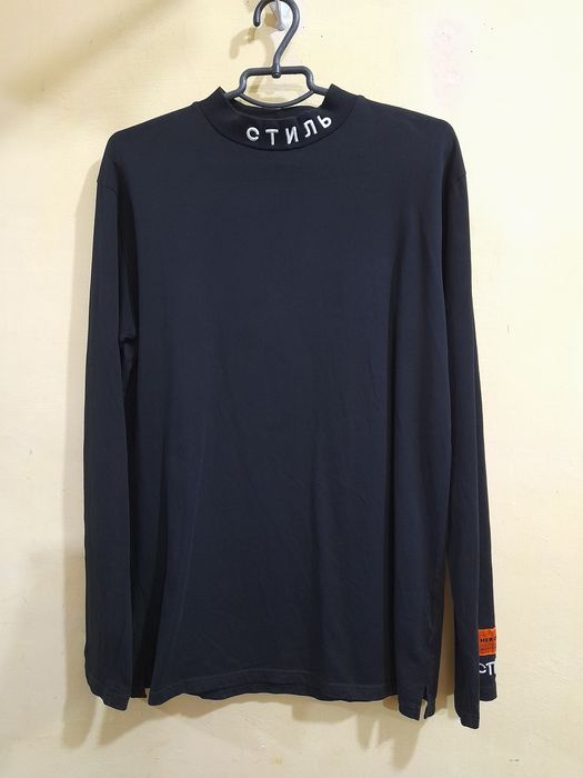 Heron Preston чорний гольф лонгслив чоловічий з вишивкою стиль