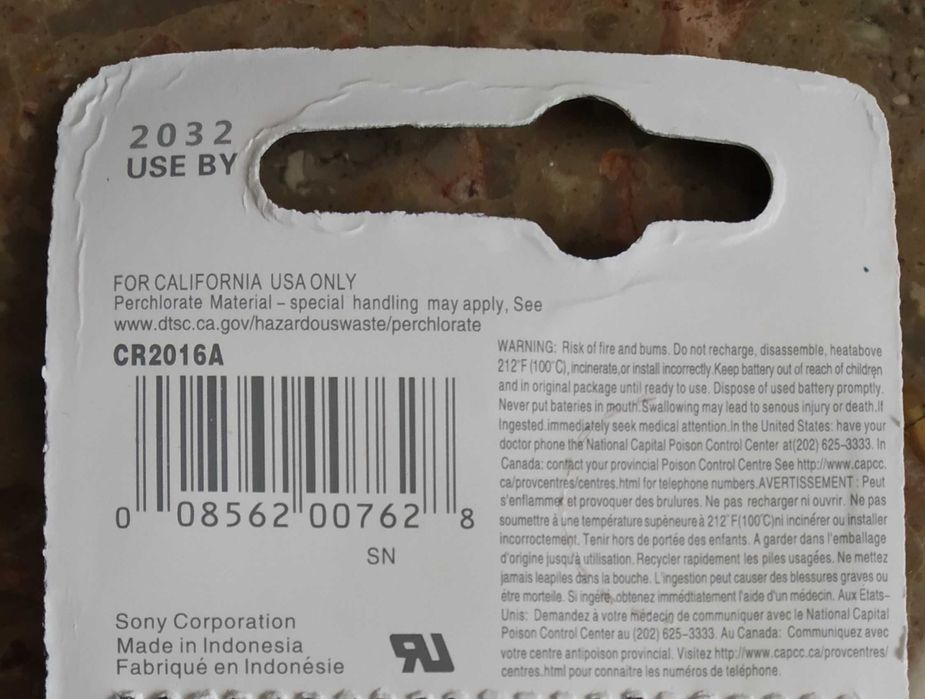Pilha CR2016 lítio Sony nova