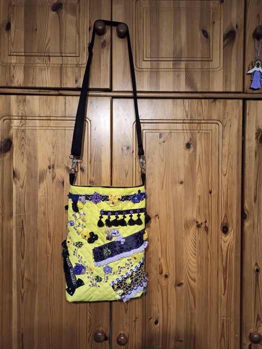 Torebka Torba na ramię Pikowana z aplikacjami Bohoo Handmade