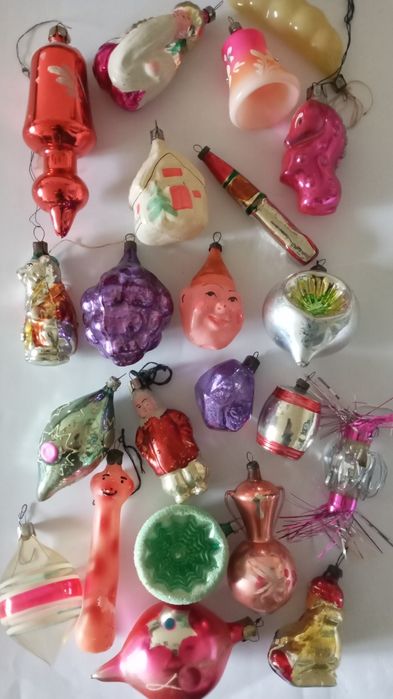 Елочные  игрушки  ссср  домики снеговик