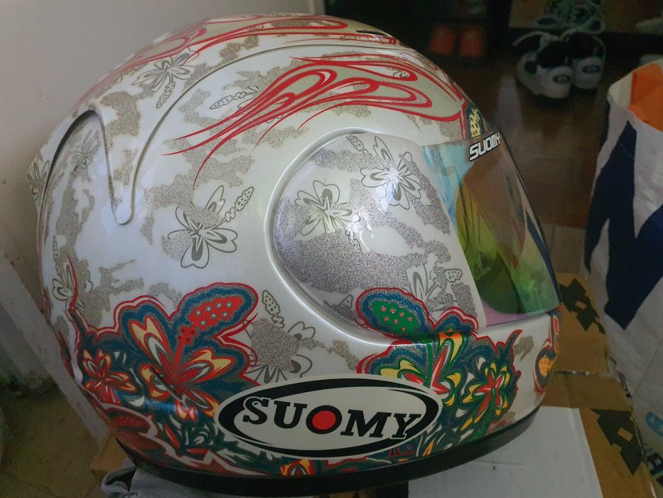 Lindo capacete mota flores Suomy tamanho XL