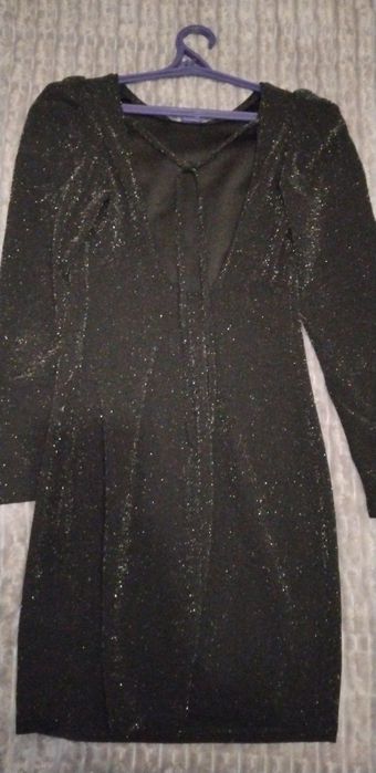 Чорна сукня міні з блискітками на зав'язках