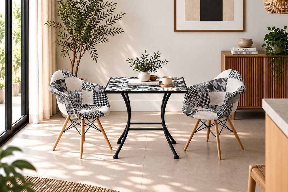 Conjunto mesa quadrada com 2 cadeiras