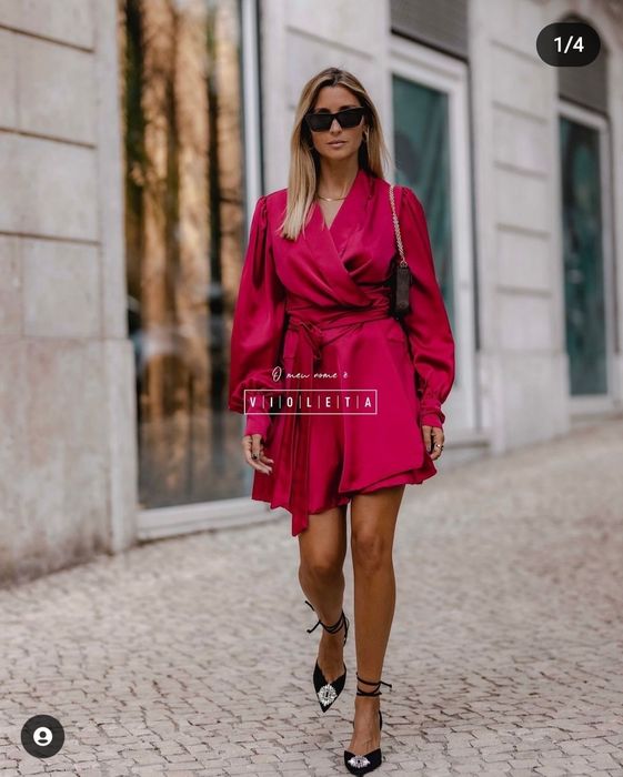 Vestido rosa escuro