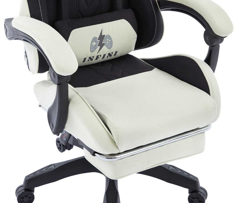 Fotel do biurka ThrustX Cream Tkanina Styl i Ergonomia Gaming