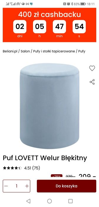 Pufa Beliani błekitna nowa