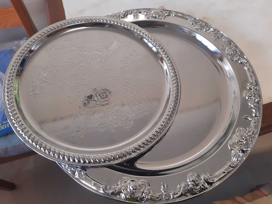 2 bandejas cromadas 42cm e 33cm, NOVAS