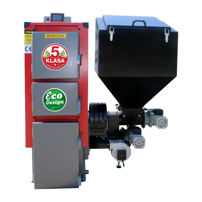 KOCIOŁ z podajnikiem na PELLET 19 kW. Piece klasy 5 Ecodesign Pelet