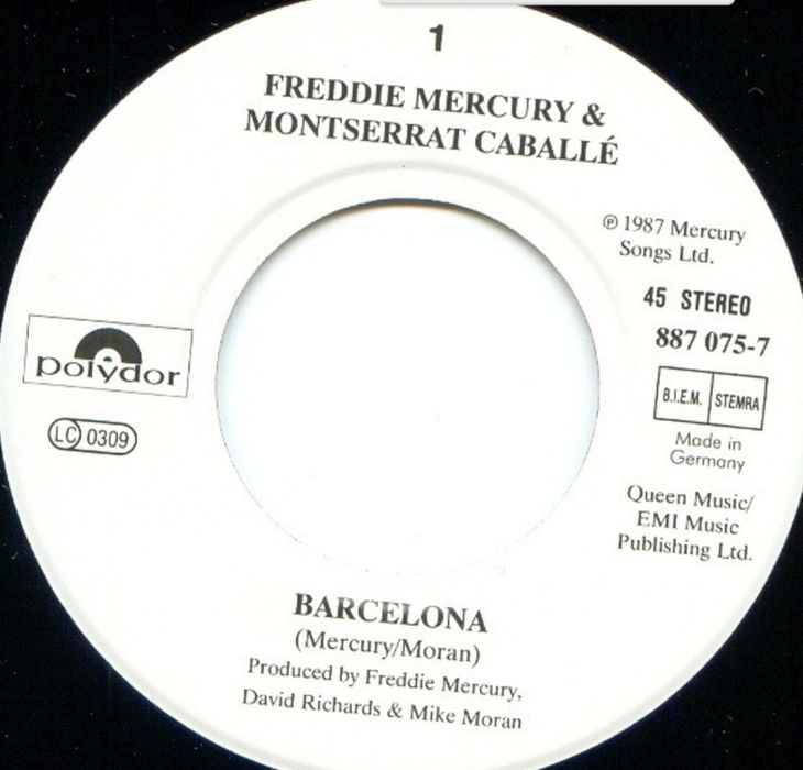 Single Vinil antigo Freddie Mercury & Montserrat Caballé ‎– Barcelona