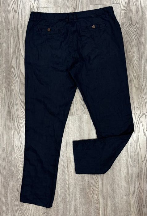 Primark XL 36 100% Льняные Мужские штаны брюки xl льна лён лен синие примарк