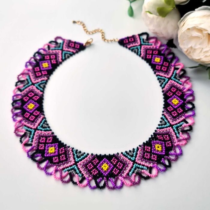 Набір прикрас намисто сережки рожева силянка кольє українське намисто