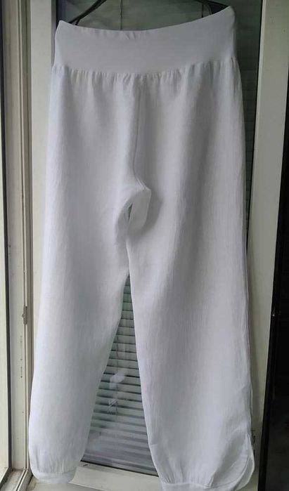 Штаны белые брюки бохо лен  48-50 XL лляні льон