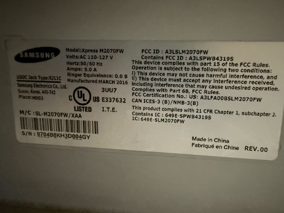 Drukarka samsung Xpress M2070FW amerykanska