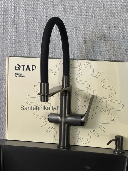 Смеситель Qtap Gunmetal PVD для кухни под фильтр осмос