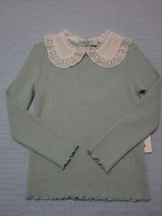 Свитерок, пуловер C&A с хлопковым кружевным воротничком. Размер 116