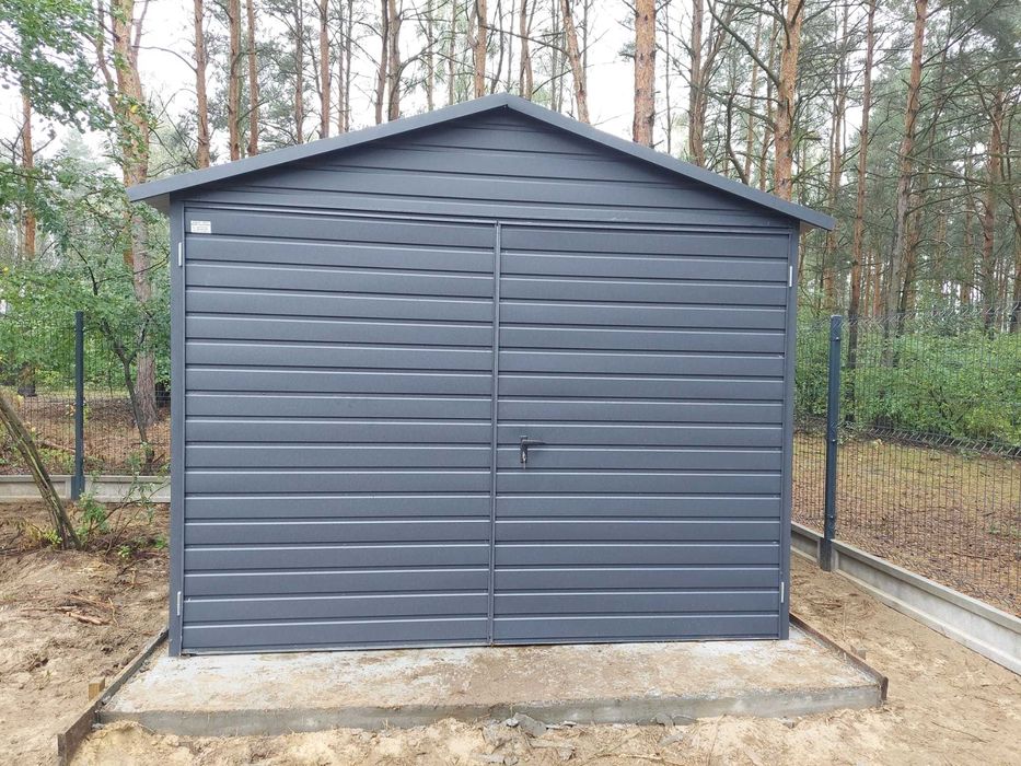 Garaż, schowek 3x3, dwuspad, okno, PREMIUM, antracyt, profil ocynk