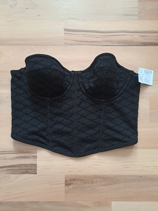 czarny krotki gotycki gorset z regulowanym obwodem 75A