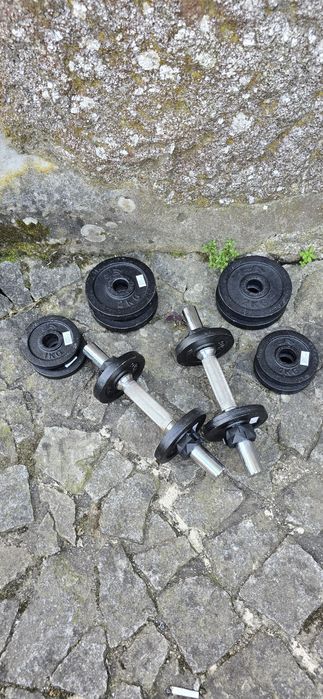 2 halteres novos com pesos. 16kg