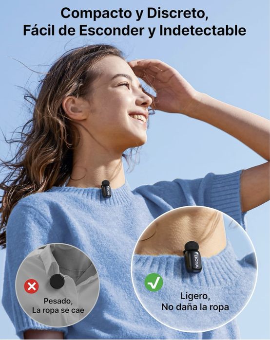 BOYA Mini microfone sem fios (2TX+1RX) conector USB-C