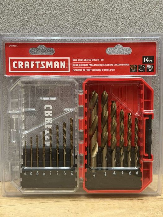 Набір 14 свердл із
золотистим оксидним покриттям Craftsman
СМАМ2214