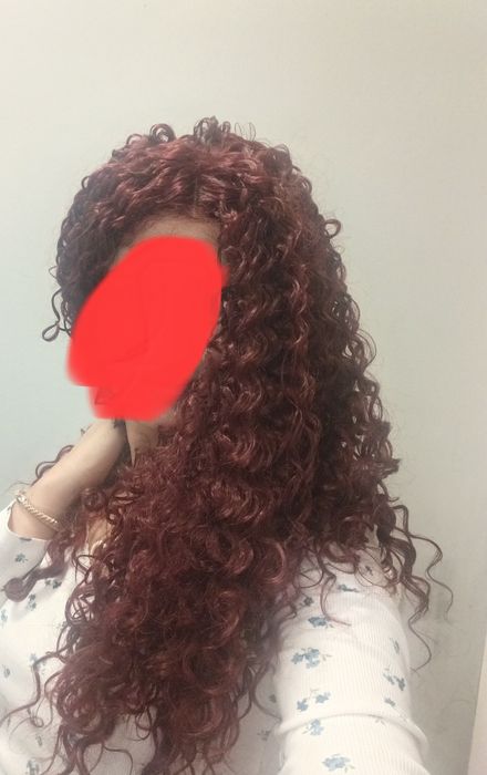 Nowa peruka wino burza loków lace front