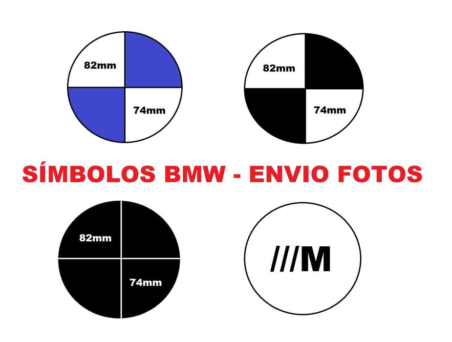 Símbolos Emblema BMW M | Mala | Capô | Centros jante | Volante | Chave