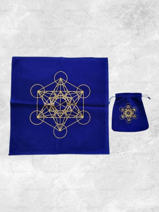Toalha + Bolsa  grande "Metatron" veludo p/ Tarot